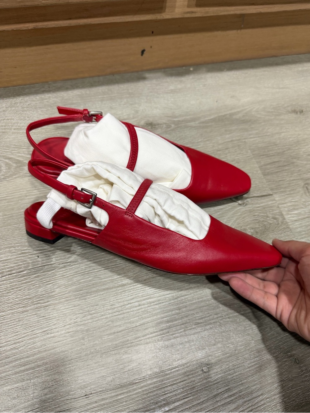 Vince Red Leather Slingback Flats